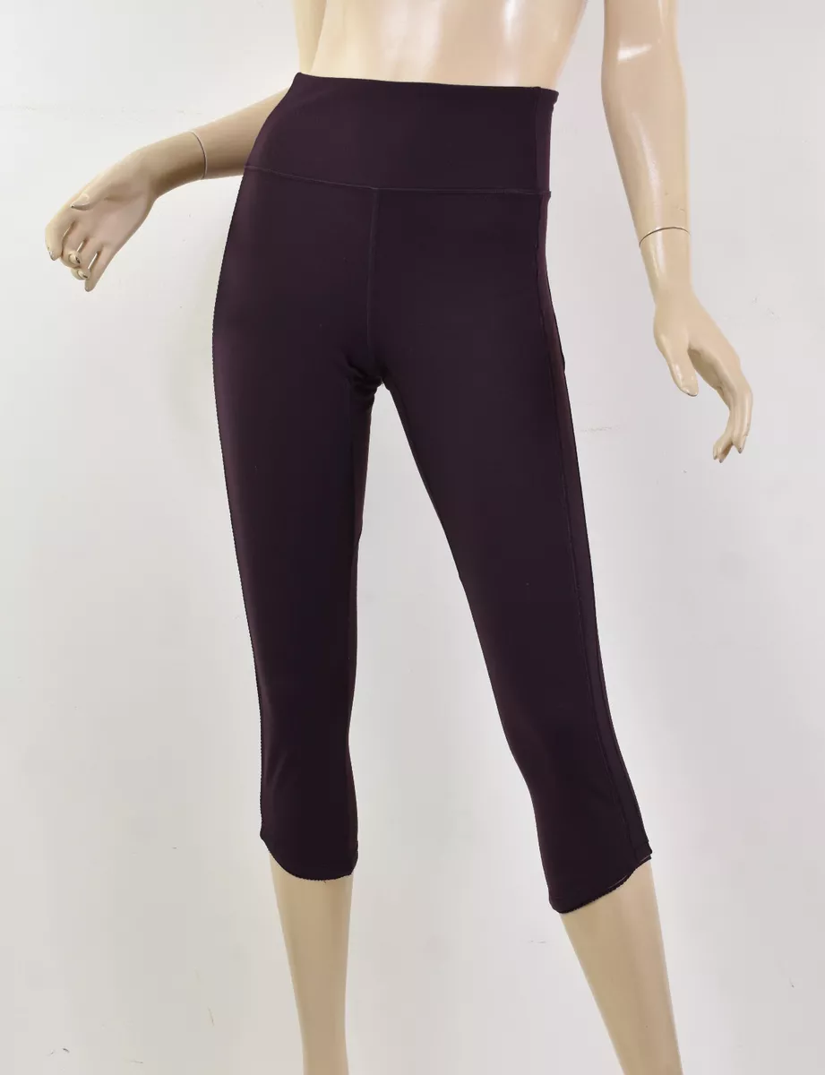 LULULEMON Black Cherry Purple DEEP BREATH CROP Mesh Panel Capri Leggings 6