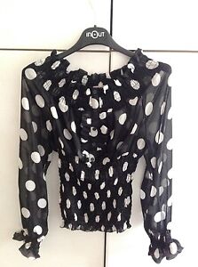 Camicia Camicetta Blusa Pois S Blouse Shirt Top Polka Dots Spot Zara Style Liu Ebay