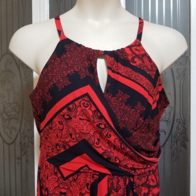 Enfocus Studio Ladies Beautiful Maxi Halter Black Red Dress
