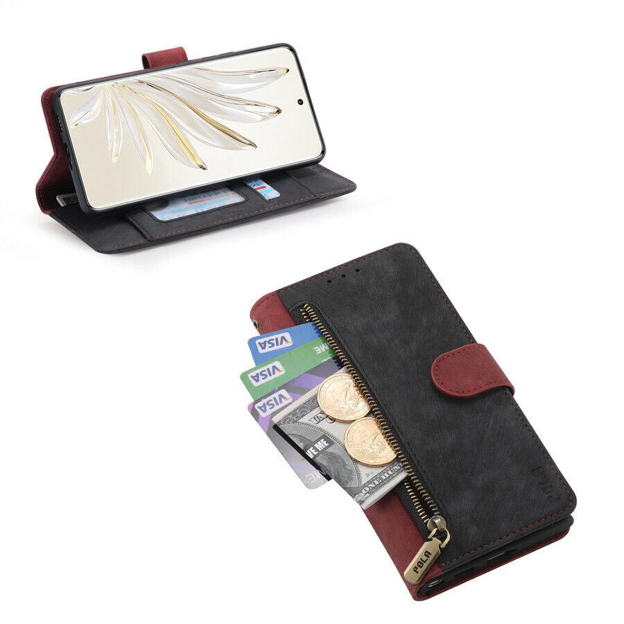 Zipper Leather Wallet Phone Case for Huawei Pura 70 P60 P50 P40 P30 Mate 60 50 - Image 4 of 4