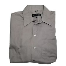 Kenneth Cole New York Mens Grey Button Up Dress Shirt Size 32-33 Long Sleeve