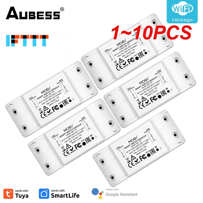 1~10PCS Smart Light WiFi Switch Tuya Smart Life APP Wireless Remote Control Smar