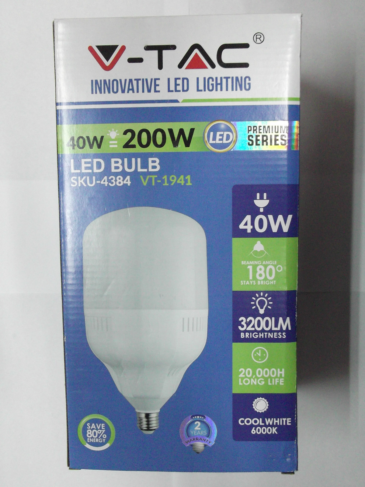 V-TAC VT-1941 LAMPADINA LED E27 40W BULB BIG CORN SKU-4384 PREMIUM SERIES NUOVO
