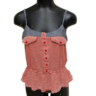 red and white striped peplum top