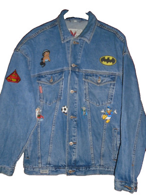 LUCKY STAR Montana Jeans Jacke mit Sticker, Denim, Größe L
