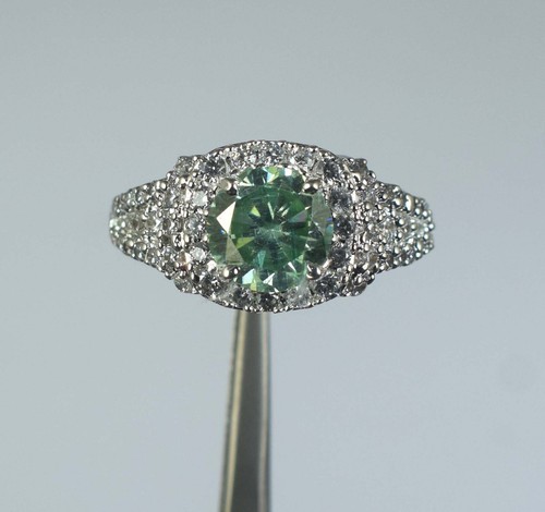 Green Diamond Solitaire 3.56 Ct Round Brilliant Cut Certified Valentine's Ring - Picture 3 of 9
