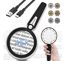 45X LED Handheld Magnifying Glass USB Rechargeable Dual Glass Stepless Dimming