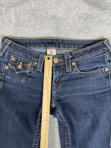 Pantalones de mezclilla True Religion Joey para mujer 27 azules acampanados desgastados hechos en EE. UU. --LEER - Imagen 9 de 18