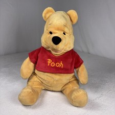 VTG Disney Store Winnie the Pooh Plush 15" Large Soft Toy Embroidered Red Shirt