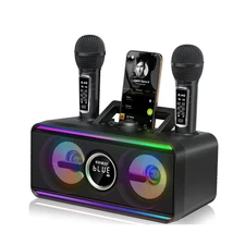 SD-216 Karaoke Machine for Adults & Kids – 2 Wireless Mics, 80W Pow... Fas