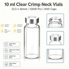 10000PCS 10ml Headspace Vials Glass Vials with 20mm Aluminum Caps Crimp Top HPLC