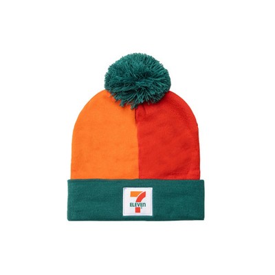 7-ELEVEN Stores - Colorblock Pom Beanie - Jacquard Knit Hat Cap 7-11 - NEW
