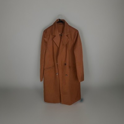 Zara Women s Brown Long Overcoat Button Front Collared w/ Pockets Size M