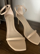 STUART WEITZMAN NUDISTCURVE SANDALS HEELS NUDE US 10 LEATHER