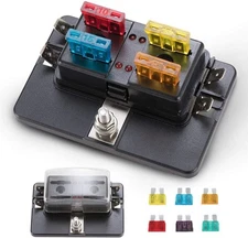 BUNKER INDUST 4-Way Blade Fuse Box with LED Indicator for Blown Fuse,Fuse Block 