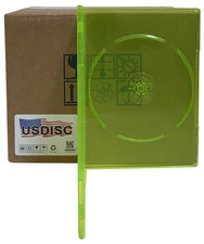USDISC DVD Cases Slimline 7mm Premium, Single 1 Disc (Clear Green) Lot