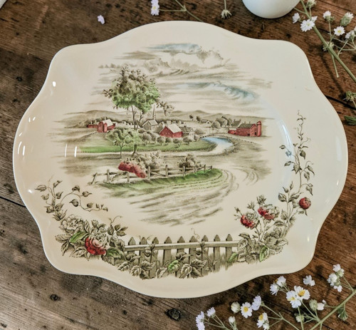 Johnson Bros “The Road Home” Serving Platter England Vintage Farm Scene Transfer