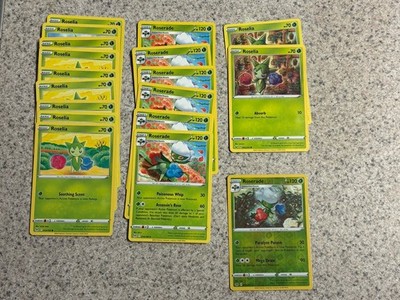 Pokémon TCG Roselia & Roserade 18 Card Lot Sword & Shield Reverse Holo Eng