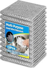12 Pcs Multipurpose Wire Dishwashing Rag Non-Scratch Steel Dishcloth Reusable