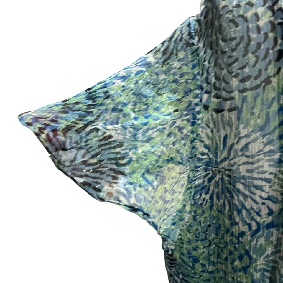 Vintage Y2K Floral Charter Club Ruffle Sleeve Midi Silk Dress Size 18W Fairy - Image 4 of 4