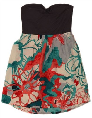 Roxy Damen Mini trägerloses Kleid UK 14 Large bunt Blumen Viskose EY14