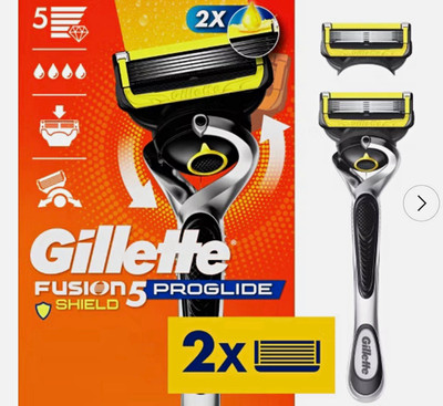 Gillette Fusion5 ProGlide Shield with 2 Razor Blade Refills: 5 Blade,Resuable