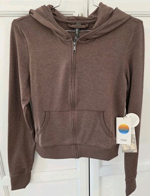 Vuori HALO Mini FZ Hoodie Chocolate Mink Heather VW2084 Sweatshirt Med $98 NWT