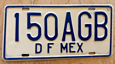 UNDATED MEXICO DISTRITO FEDERAL DF MEX LICENSE PLATE '' 150 AGB ''