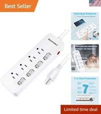 Heavy Duty 14 Gauge 6FT Extension Cord - Wall Mountable with Surge Protection