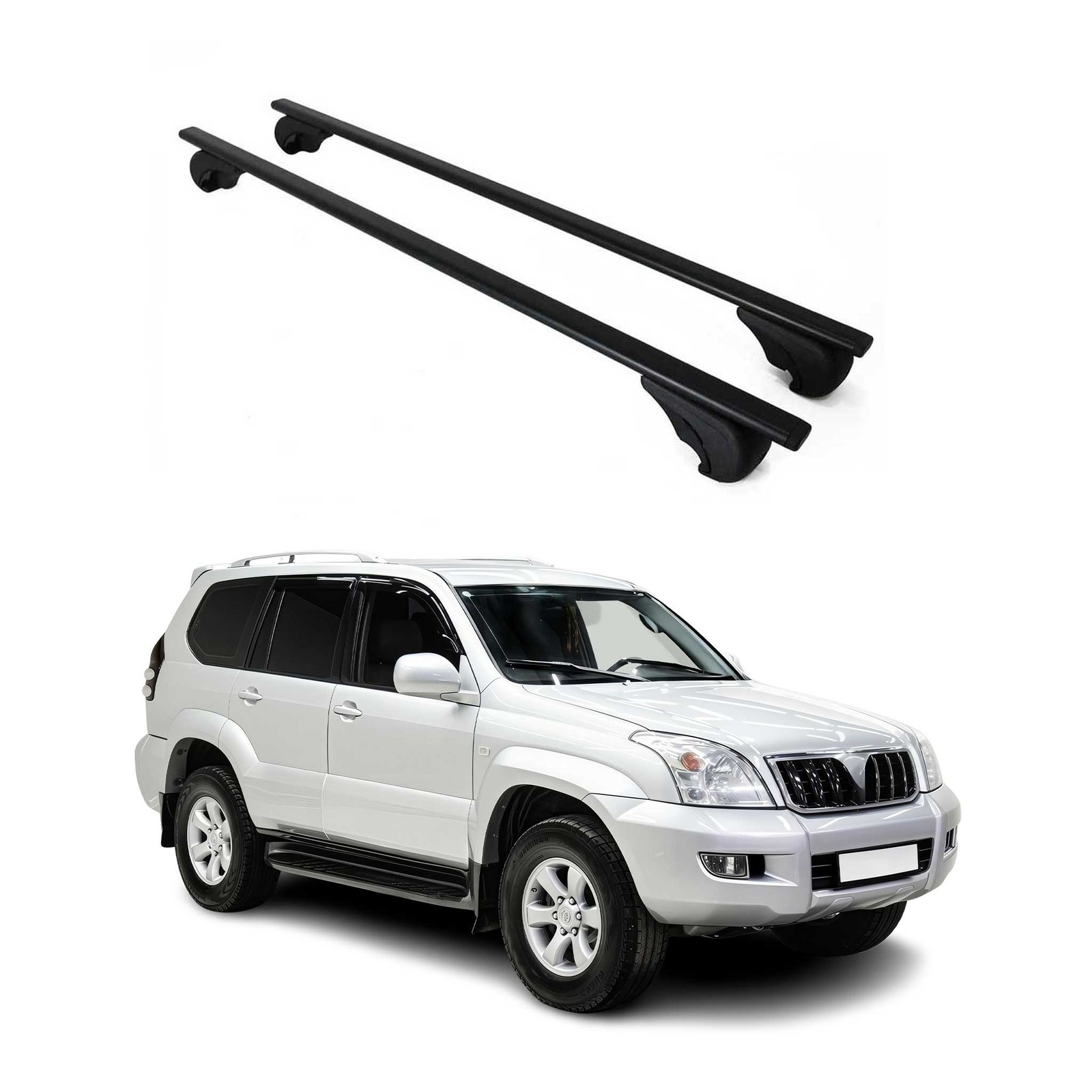 Barres de toit transversales haut de gamme fer noir Land Cruiser 03-07