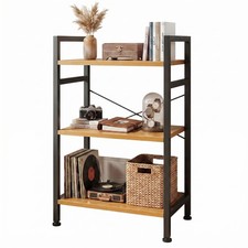 Bookshelf, 3-Tier Small Industrial Storage Shelf Shelves, Metal Bookcase