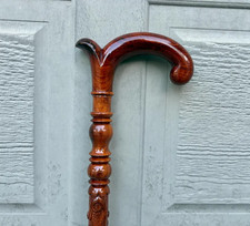 Hand Carved Wooden Walking Stick: Unisex Cane