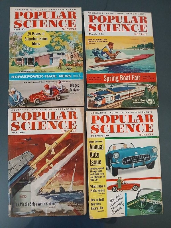 Vintage Popular Science & Popular Mechanics Magazine - 4 Issues 1956 1955