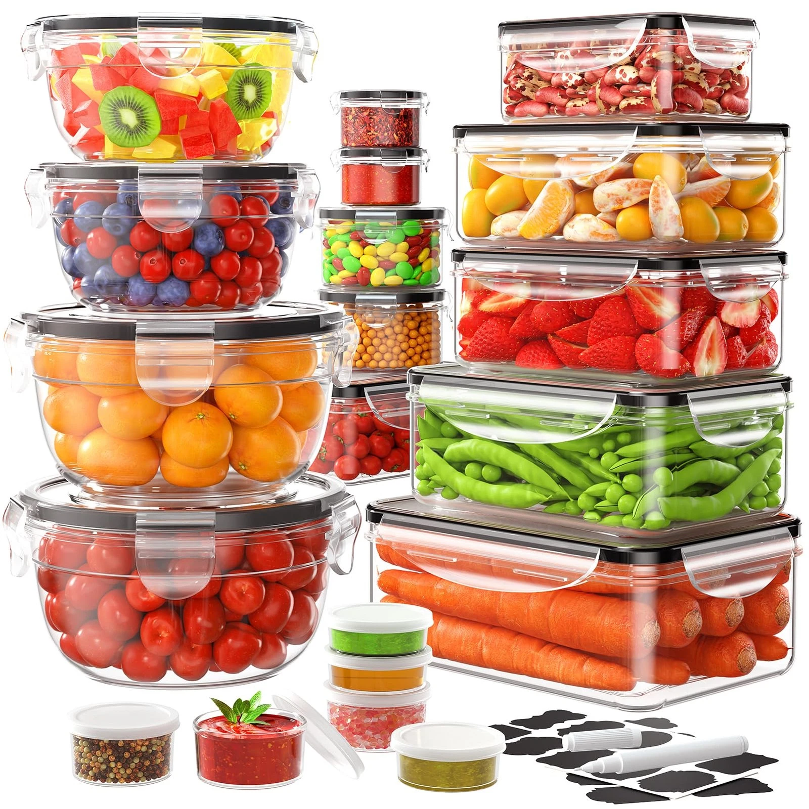 40 Piece Food Storage Containers with Lids(20 Containers & 20 Lids), BPA-Free...