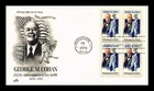 DR JIM STAMPS US COVER GEORGE M COHAN PERFORMING ARTS FDC BLOCK OF 4