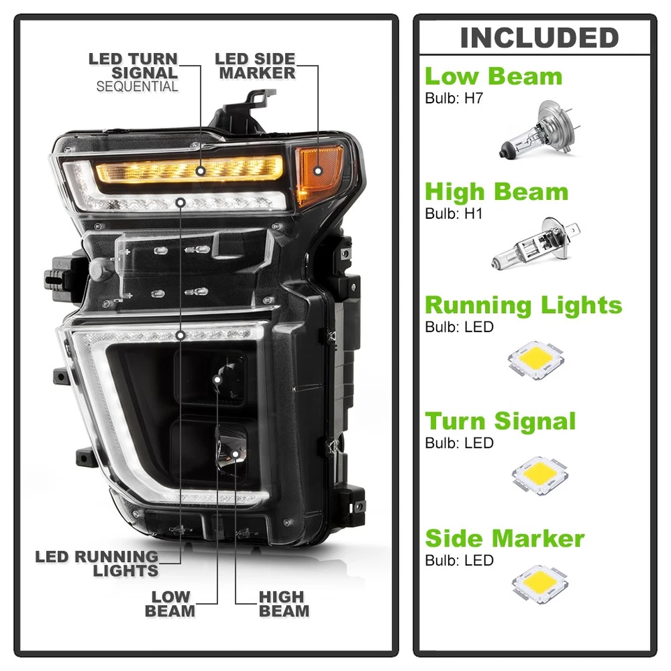 Faros proyectores secuenciales LED halógenos para Chevy Silverado 2500HD 2020-2023 Foto 4 de 4