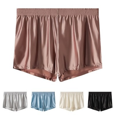 Men Ice Silk Boxer Shorts Loose Fit Sleepwear Trunks Underwear For Comfort