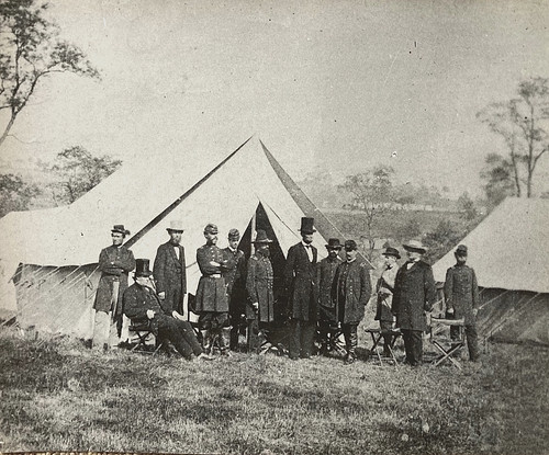 ORIGINAL! CIVIL WAR - PRES. ABRAHAM LINCOLN at ANTIETAM w/ GEN. Mc CLELLAN PHOTO