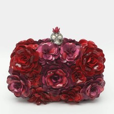 Alexander McQueen Skull Multicolor Rose Sequins Box Clutch