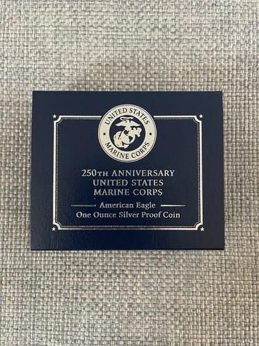 250th Anniversary Marine Corps American Eagle One Oz Silver Proof Coin IN HAND