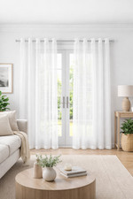 White Sheer Curtains 82 Inches Long Window Curtains 2 Panels Solid Color Elegant