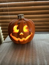 Vtg 1998 Paper Magic Group Lighted Happy Face Jack-O'-Lantern Halloween Pumpkin