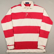 Vintage Gant Rugger Polo Rugby Shirt Mens Medium Striped Red Made in USA