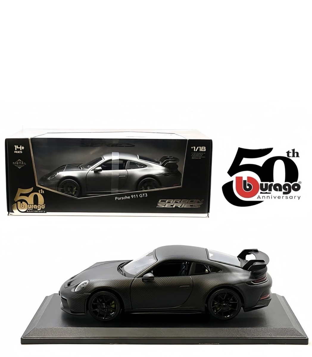 Bburago 1:18 Porsche 911 GT3 – Carbon Series – 50th Anniversary