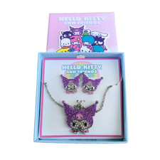 Sanrio Kuromi Necklace Earrings Set Rhinestone Crystals Jacmel 2024 Hello Kitty