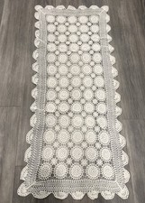 100 Cotton White Handmade Fine Crochet Lace 21x50" Table Runner