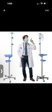 IV Pole with Wheels Medical Portable IV Stand with 4 Hooks and Tray, 52.3  to 70