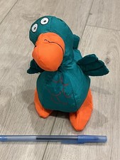 RARE Vintage Dollar Tree Teal Orange Plush Duck Stuffed Animal Toy