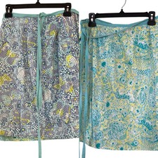Vintage Reversible Wrap Skirt Colorful Butterflies Peacock Leopard Preppy Beachy