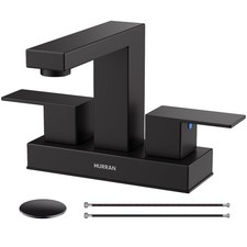 Matte Black Bathroom Sink Faucet, 4 inch Bathroom Faucets for Sink 3 Hole wit...